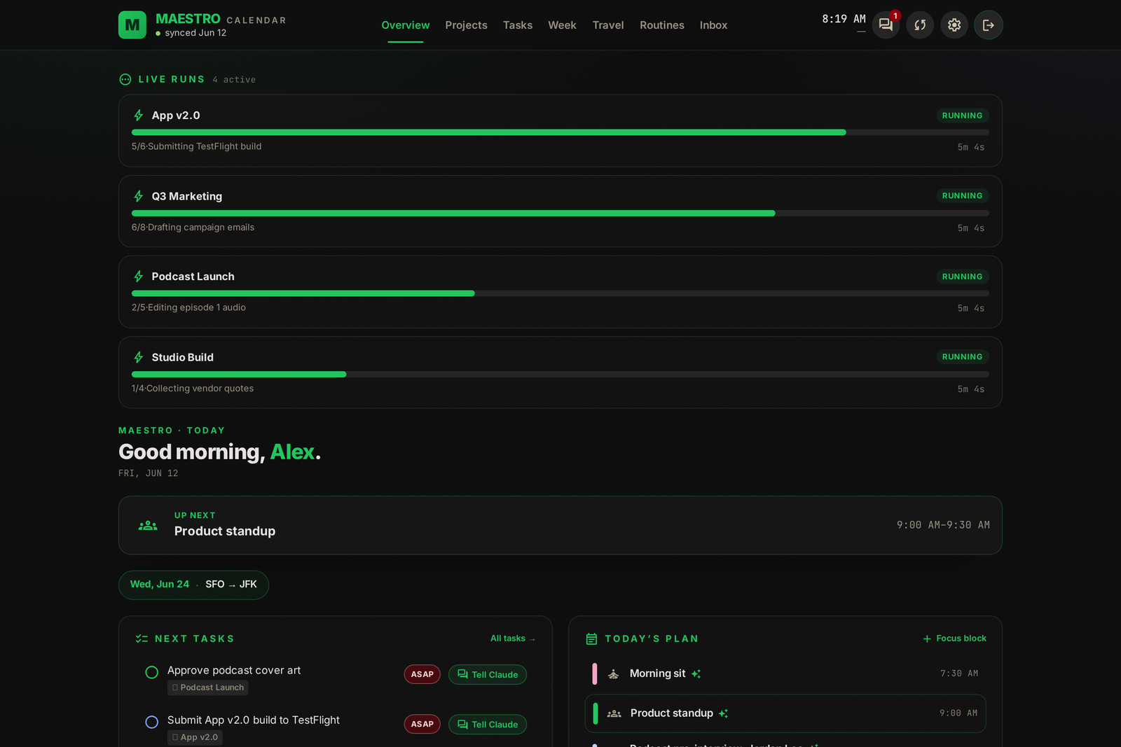 Maestro live run dashboard